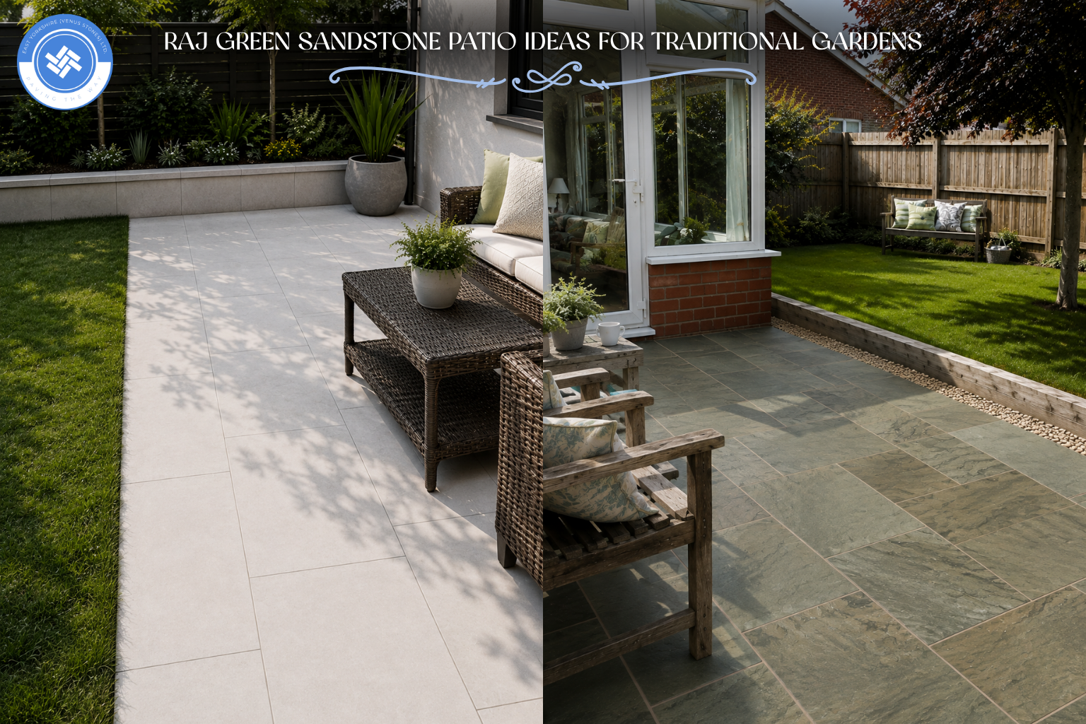 Raj Green Sandstone Patio Ideas for Traditional Gardens